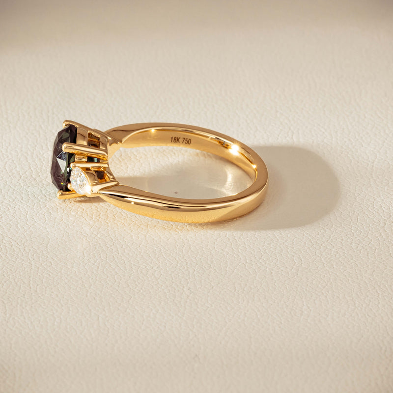 18ct Yellow Gold 2.63ct Green Sapphire & Diamond Ayla Ring - Ring - Walker & Hall