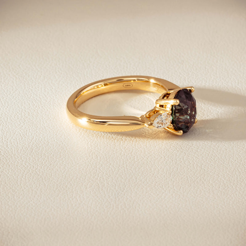 18ct Yellow Gold 2.63ct Green Sapphire & Diamond Ayla Ring - Ring - Walker & Hall