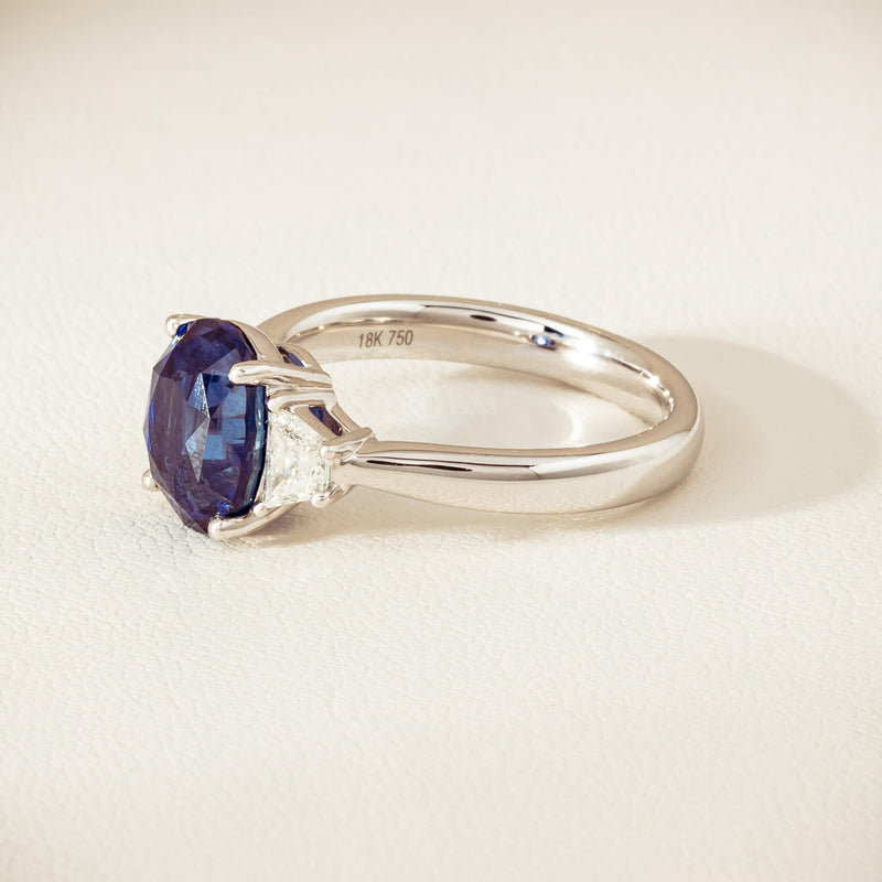 18ct White Gold 4.05ct Sapphire & Diamond Ring - Ring - Walker & Hall
