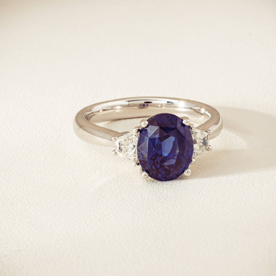 18ct White Gold 4.05ct Sapphire & Diamond Ring - Ring - Walker & Hall