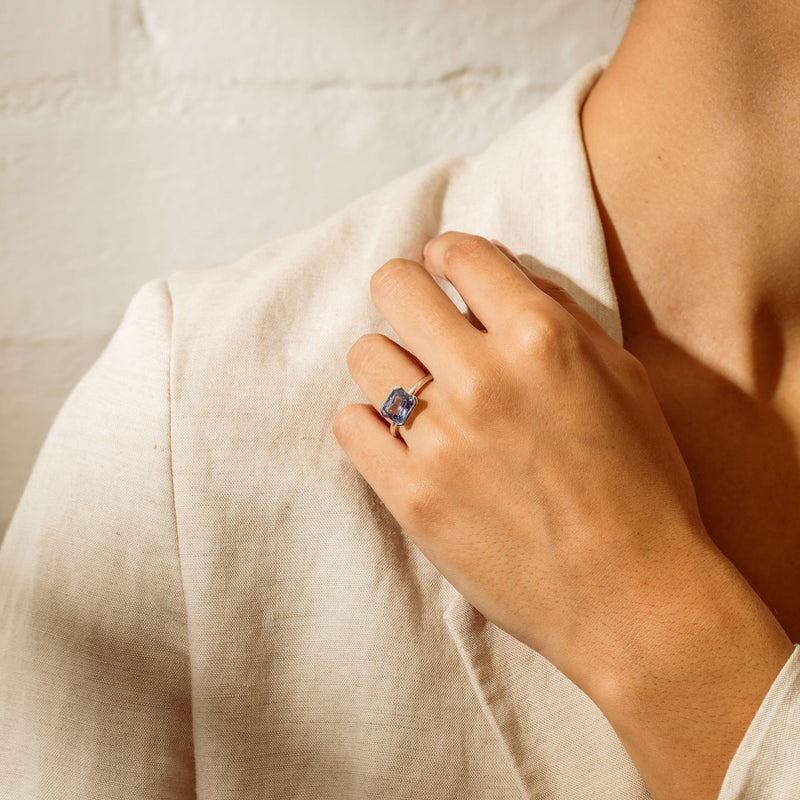 18ct White Gold 2.70ct Light Blue Sapphire Elle Ring - Ring - Walker & Hall