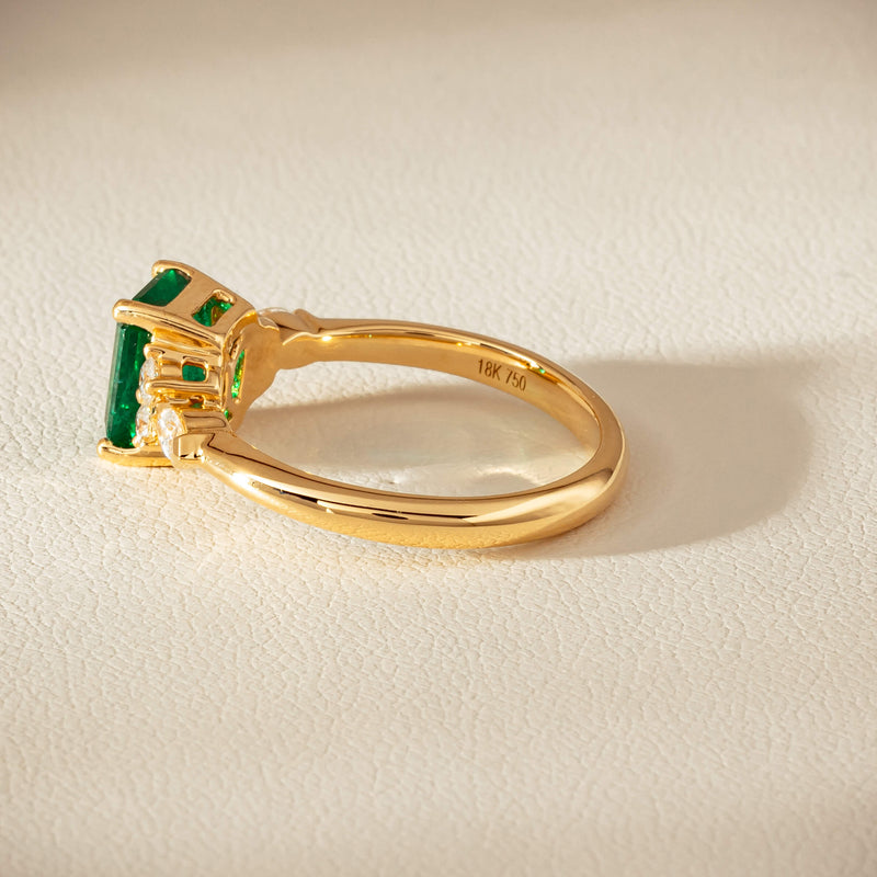 18ct Yellow Gold 1.63ct Emerald & Diamond Oriana Ring - Ring - Walker & Hall