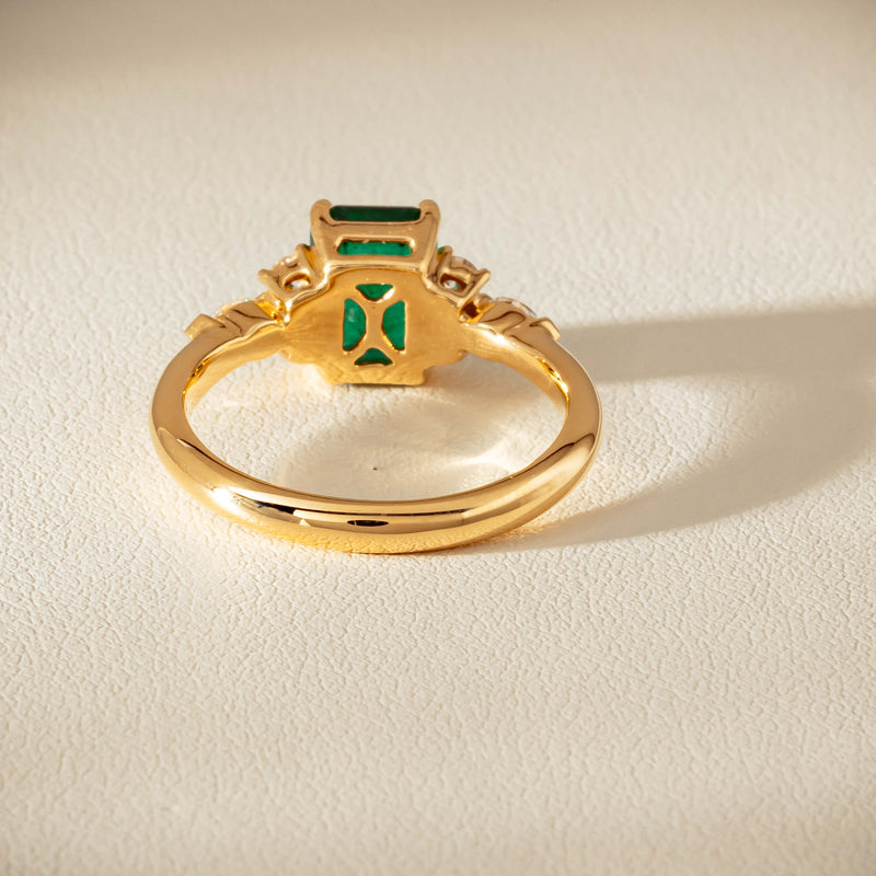 18ct Yellow Gold 1.63ct Emerald & Diamond Oriana Ring - Ring - Walker & Hall