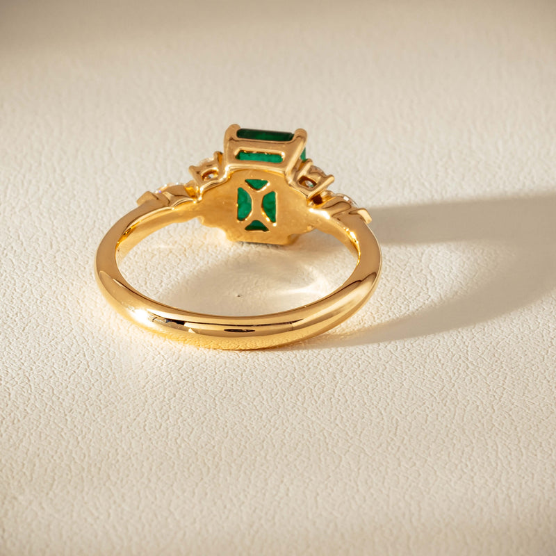 18ct Yellow Gold 1.63ct Emerald & Diamond Oriana Ring - Ring - Walker & Hall