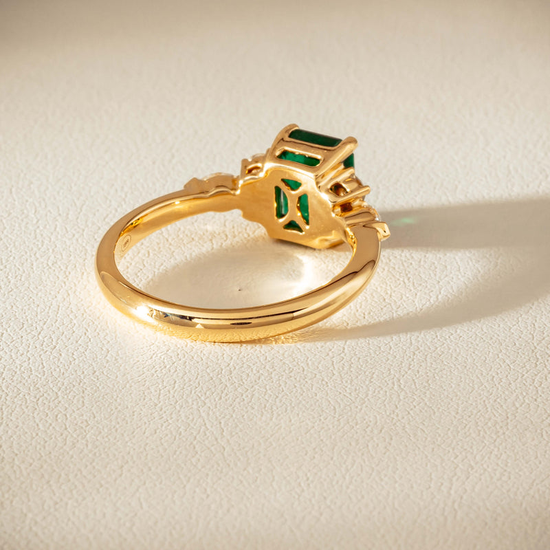 18ct Yellow Gold 1.63ct Emerald & Diamond Oriana Ring - Ring - Walker & Hall