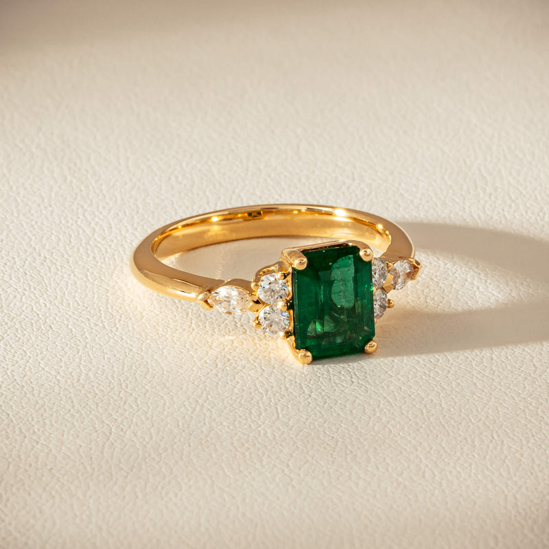 18ct Yellow Gold 1.63ct Emerald & Diamond Oriana Ring - Ring - Walker & Hall