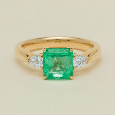 18ct Yellow Gold 1.83ct Emerald & Diamond Ayla Ring - Ring - Walker & Hall
