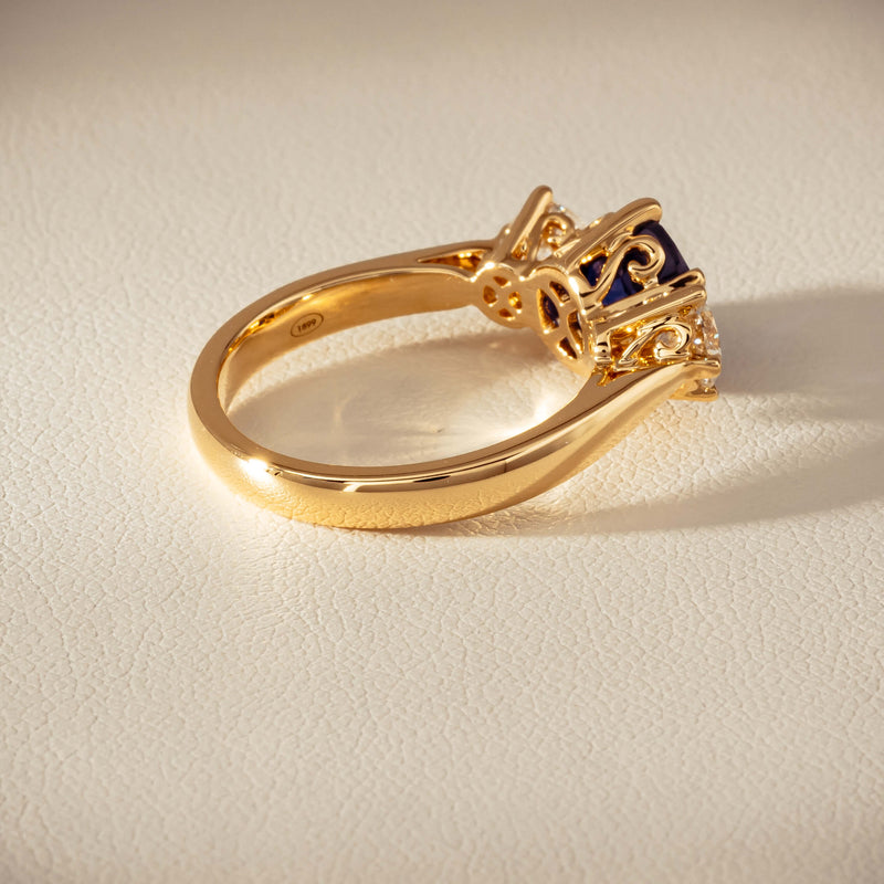 18ct Yellow Gold 2.03ct Sapphire & Diamond Coronado Ring - Ring - Walker & Hall