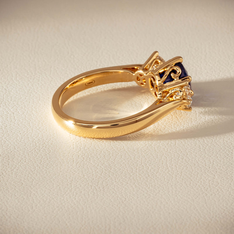 18ct Yellow Gold 2.03ct Sapphire & Diamond Coronado Ring - Ring - Walker & Hall