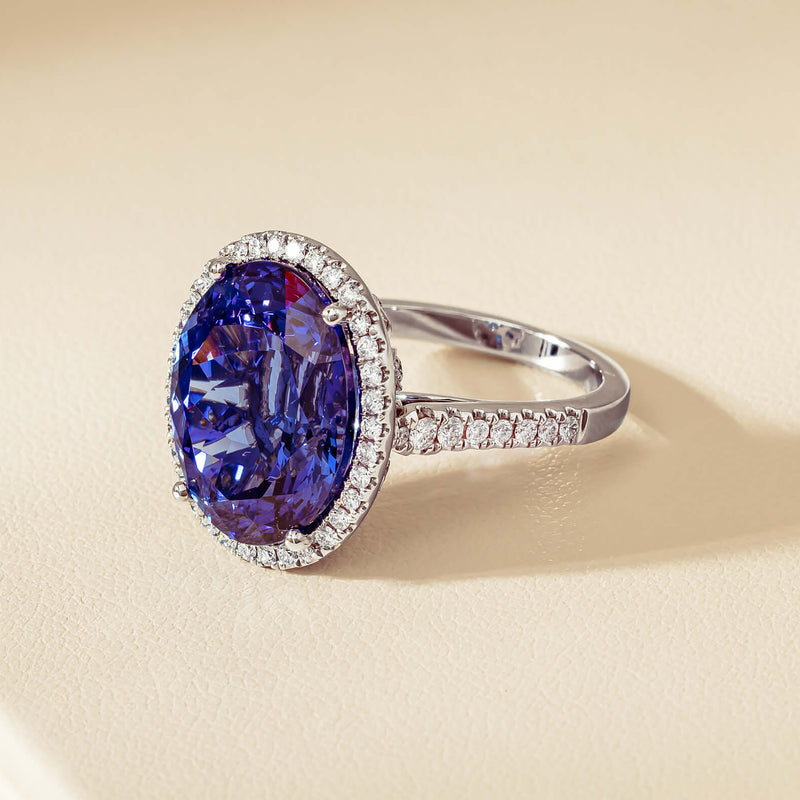 18ct White Gold 12.87ct Tanzanite & Diamond Sierra Ring - Ring - Walker & Hall