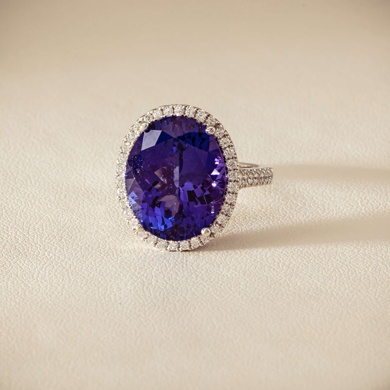 18ct White Gold 12.87ct Tanzanite & Diamond Sierra Ring - Ring - Walker & Hall