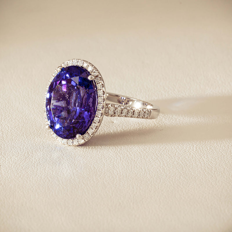 18ct White Gold 12.87ct Tanzanite & Diamond Sierra Ring - Ring - Walker & Hall