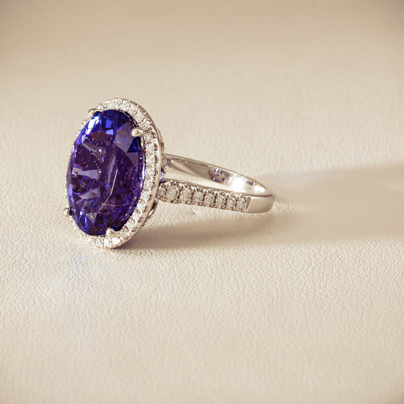 18ct White Gold 12.87ct Tanzanite & Diamond Sierra Ring - Ring - Walker & Hall