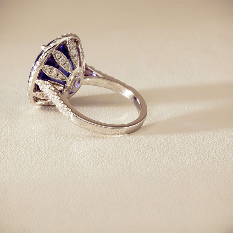 18ct White Gold 12.87ct Tanzanite & Diamond Sierra Ring - Ring - Walker & Hall