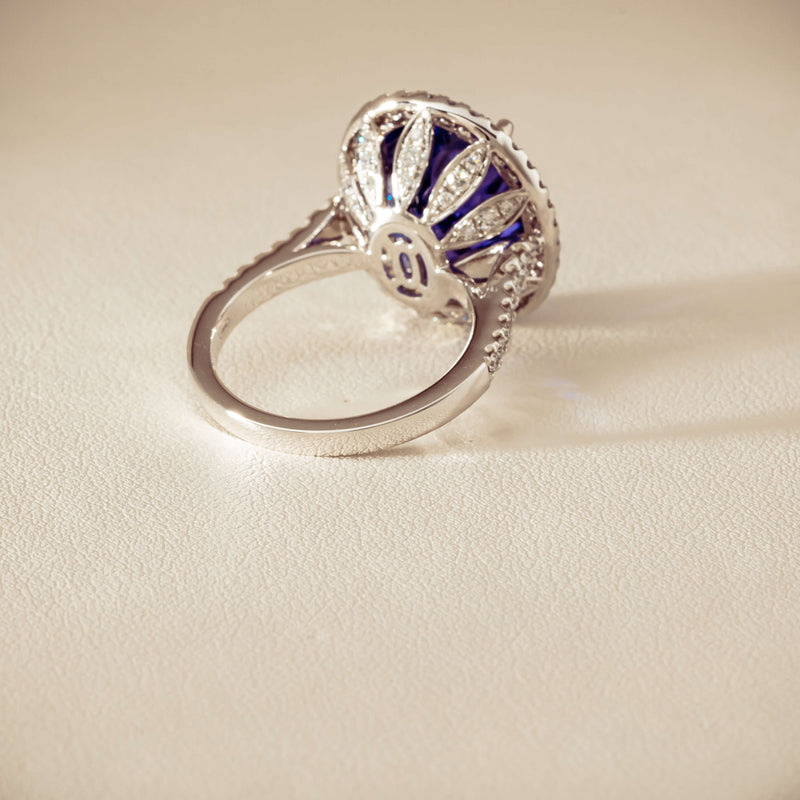 18ct White Gold 12.87ct Tanzanite & Diamond Sierra Ring - Ring - Walker & Hall
