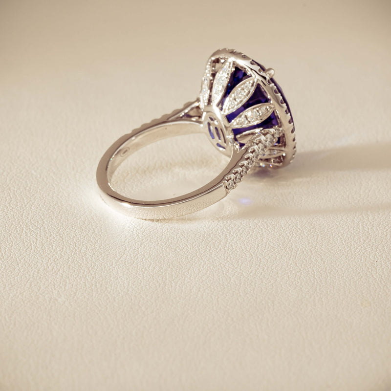 18ct White Gold 12.87ct Tanzanite & Diamond Sierra Ring - Ring - Walker & Hall