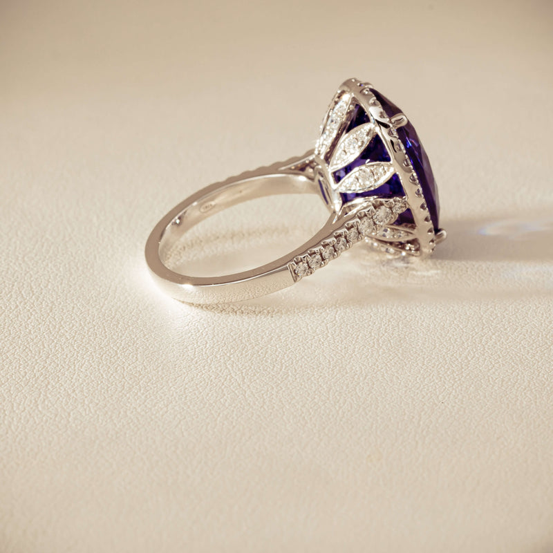 18ct White Gold 12.87ct Tanzanite & Diamond Sierra Ring - Ring - Walker & Hall