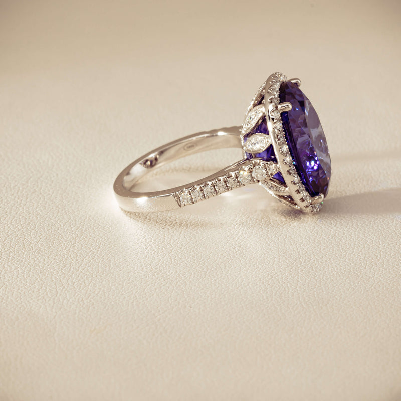 18ct White Gold 12.87ct Tanzanite & Diamond Sierra Ring - Ring - Walker & Hall