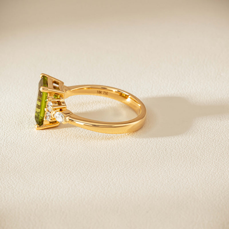 18ct Yellow Gold 2.89ct Peridot & Diamond Oriana Ring - Ring - Walker & Hall