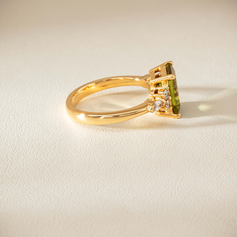 18ct Yellow Gold 2.89ct Peridot & Diamond Oriana Ring - Ring - Walker & Hall