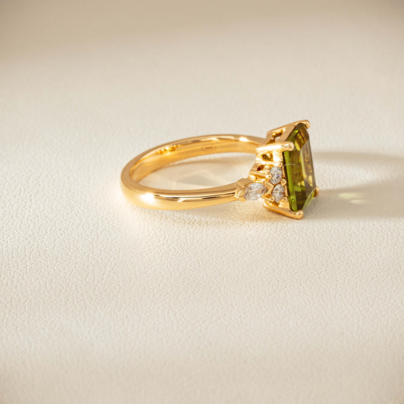 18ct Yellow Gold 2.89ct Peridot & Diamond Oriana Ring - Ring - Walker & Hall
