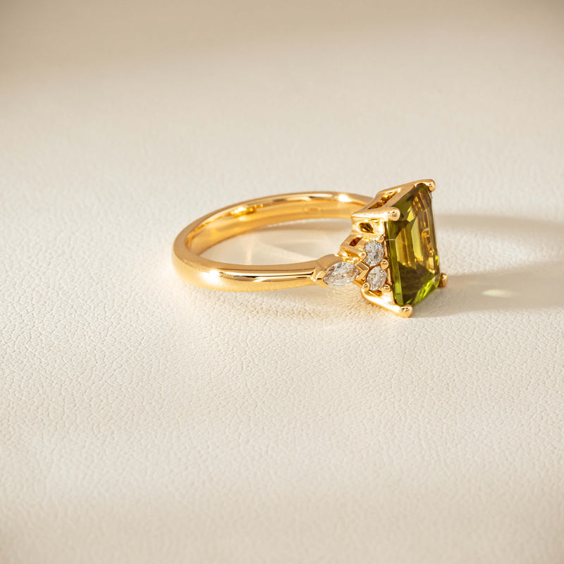 18ct Yellow Gold 2.89ct Peridot & Diamond Oriana Ring - Ring - Walker & Hall
