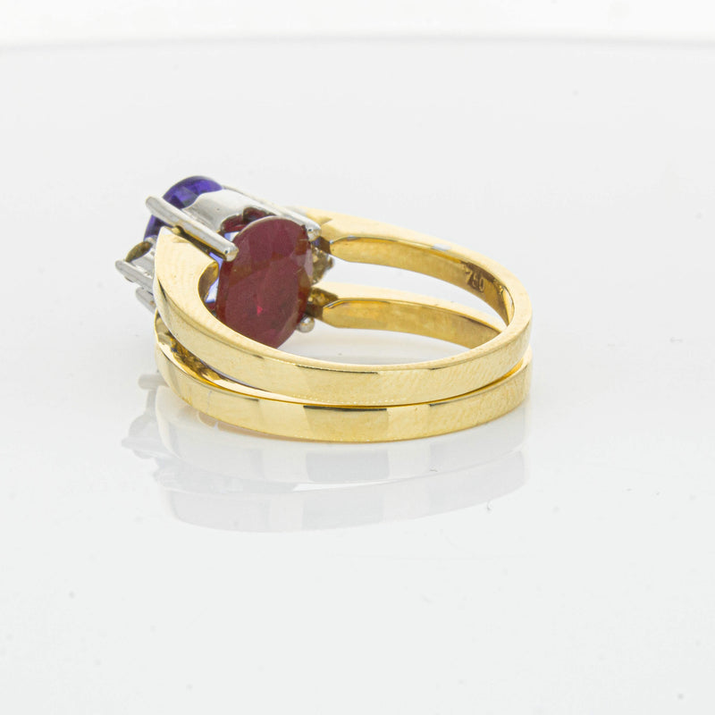 Deja Vu 18ct Yellow Gold Tanzanite, Ruby & Diamond Ring - Ring - Walker & Hall