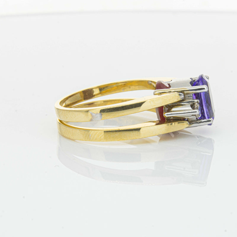 Deja Vu 18ct Yellow Gold Tanzanite, Ruby & Diamond Ring - Ring - Walker & Hall
