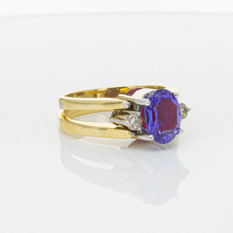 Deja Vu 18ct Yellow Gold Tanzanite, Ruby & Diamond Ring - Ring - Walker & Hall