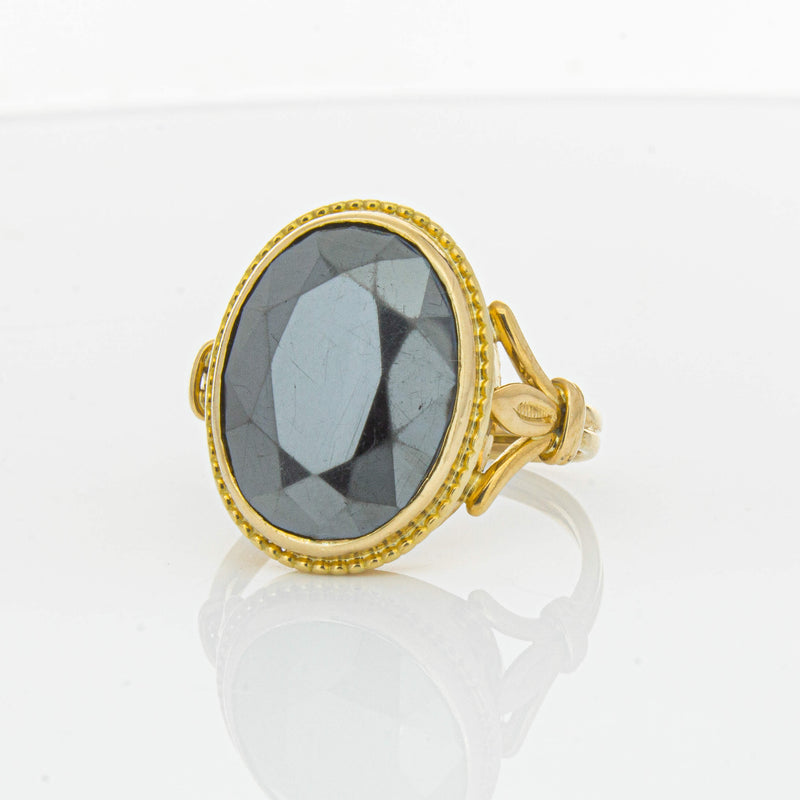 Deja Vu 18ct Yellow Gold Oval-Faceted Hematite Ring - Ring - Walker & Hall