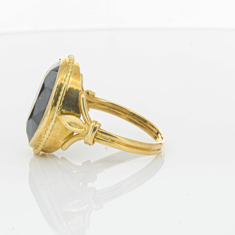 Deja Vu 18ct Yellow Gold Oval-Faceted Hematite Ring - Ring - Walker & Hall