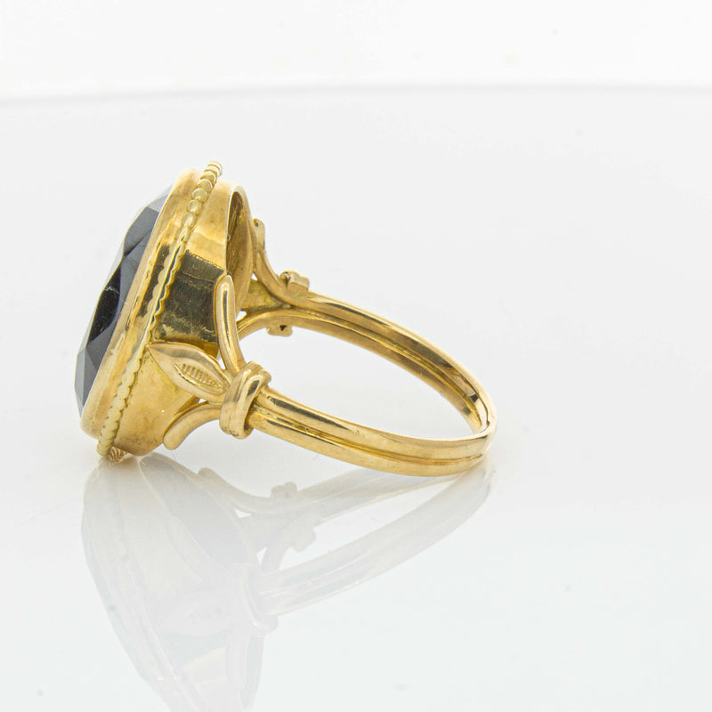 Deja Vu 18ct Yellow Gold Oval-Faceted Hematite Ring - Ring - Walker & Hall