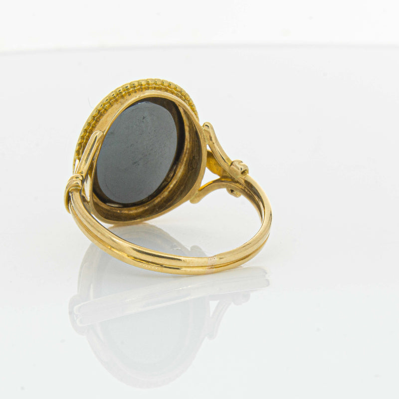 Deja Vu 18ct Yellow Gold Oval-Faceted Hematite Ring - Ring - Walker & Hall