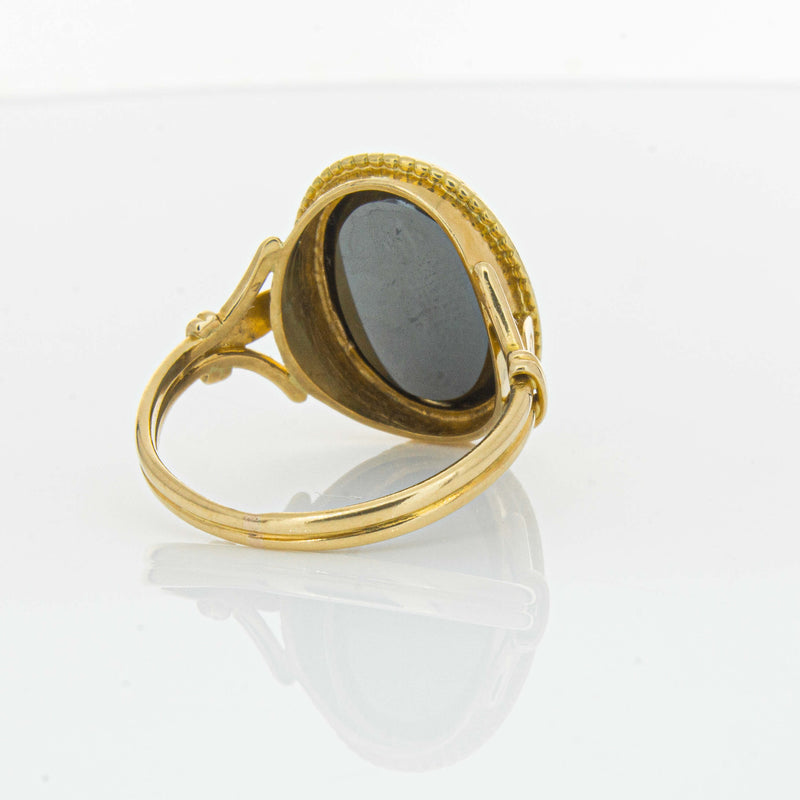 Deja Vu 18ct Yellow Gold Oval-Faceted Hematite Ring - Ring - Walker & Hall