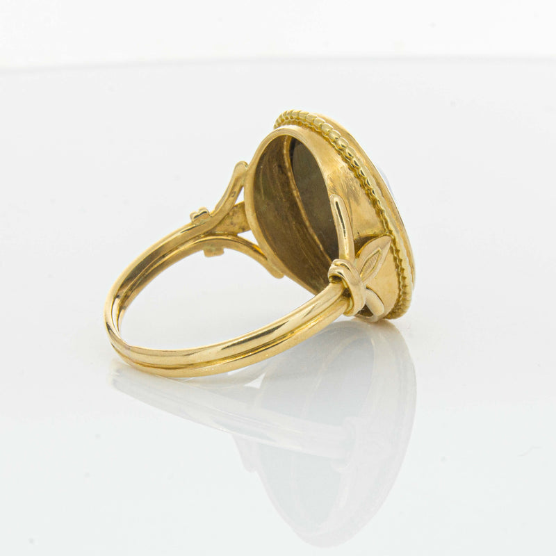 Deja Vu 18ct Yellow Gold Oval-Faceted Hematite Ring - Ring - Walker & Hall