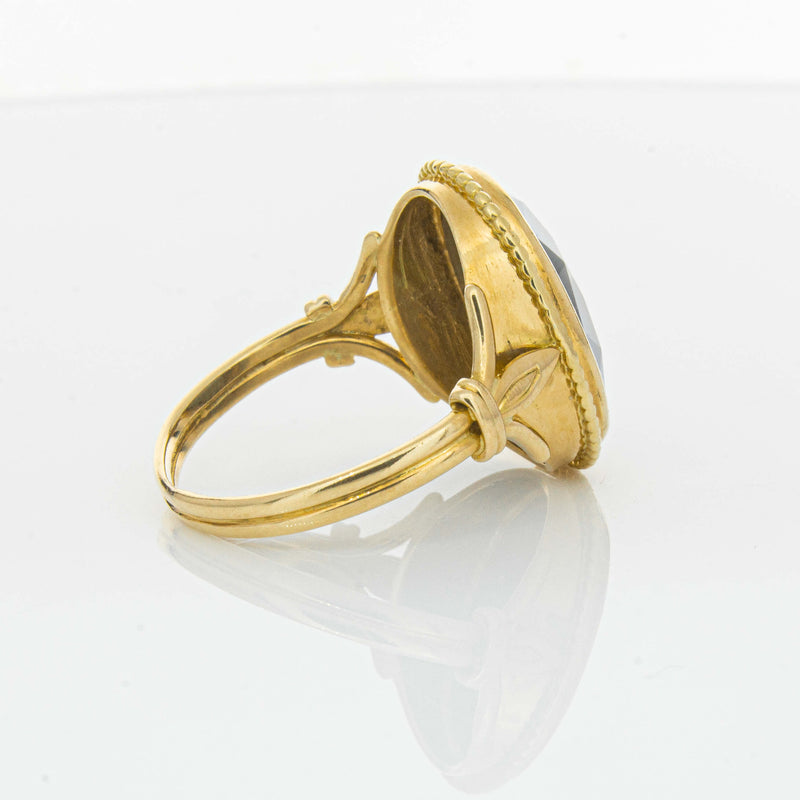 Deja Vu 18ct Yellow Gold Oval-Faceted Hematite Ring - Ring - Walker & Hall