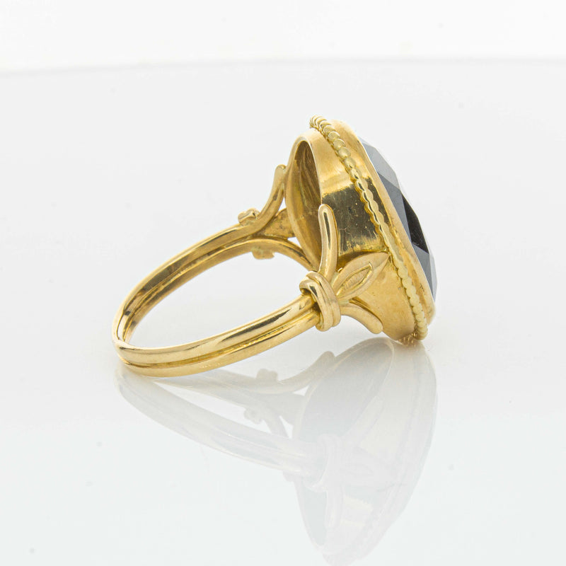 Deja Vu 18ct Yellow Gold Oval-Faceted Hematite Ring - Ring - Walker & Hall