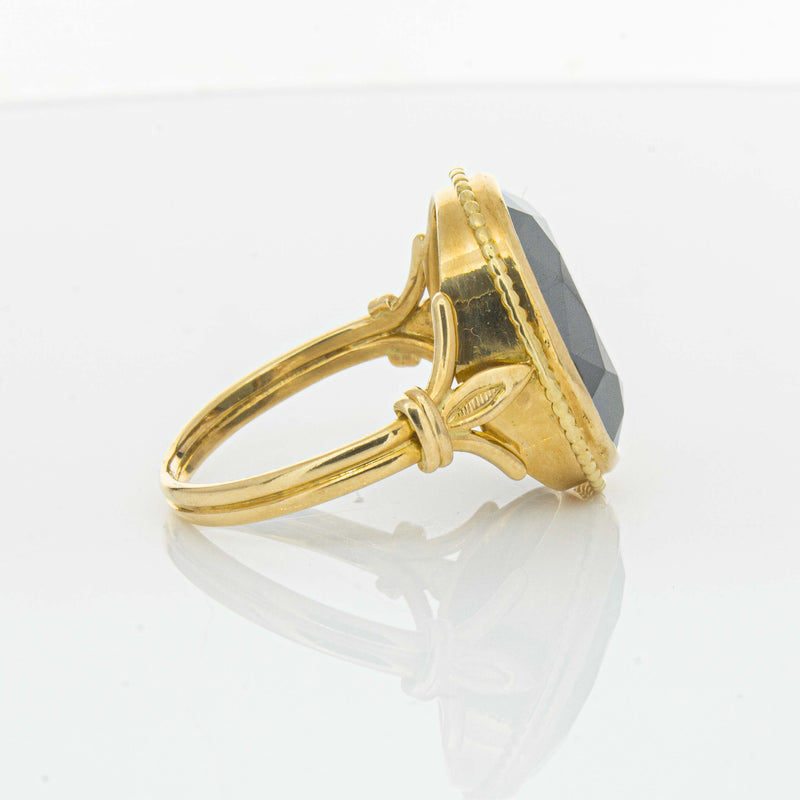 Deja Vu 18ct Yellow Gold Oval-Faceted Hematite Ring - Ring - Walker & Hall