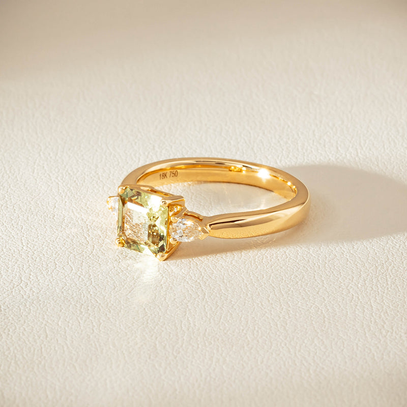 18ct Yellow Gold 1.56ct Green Sapphire & Diamond Ayla Ring - Ring - Walker & Hall