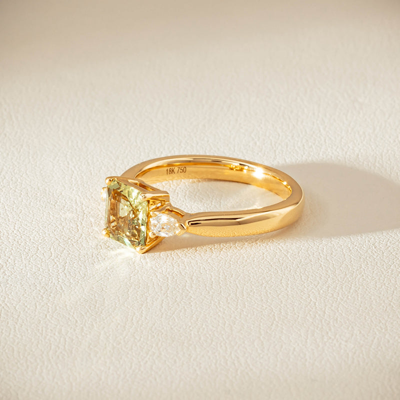 18ct Yellow Gold 1.56ct Green Sapphire & Diamond Ayla Ring - Ring - Walker & Hall