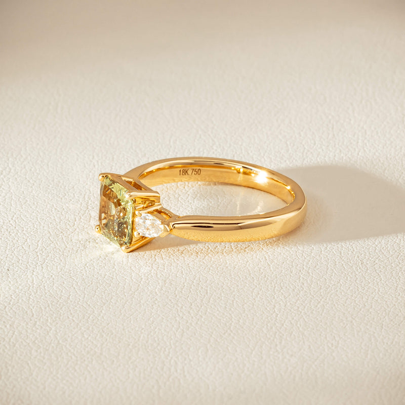 18ct Yellow Gold 1.56ct Green Sapphire & Diamond Ayla Ring - Ring - Walker & Hall