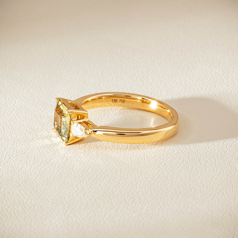 18ct Yellow Gold 1.56ct Green Sapphire & Diamond Ayla Ring - Ring - Walker & Hall