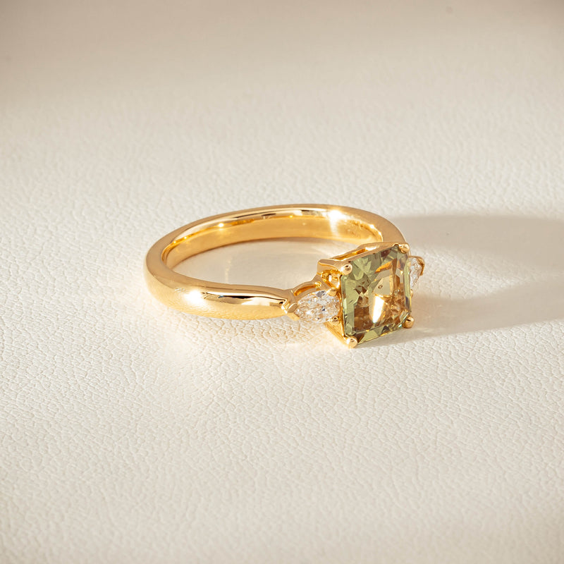 18ct Yellow Gold 1.56ct Green Sapphire & Diamond Ayla Ring - Ring - Walker & Hall