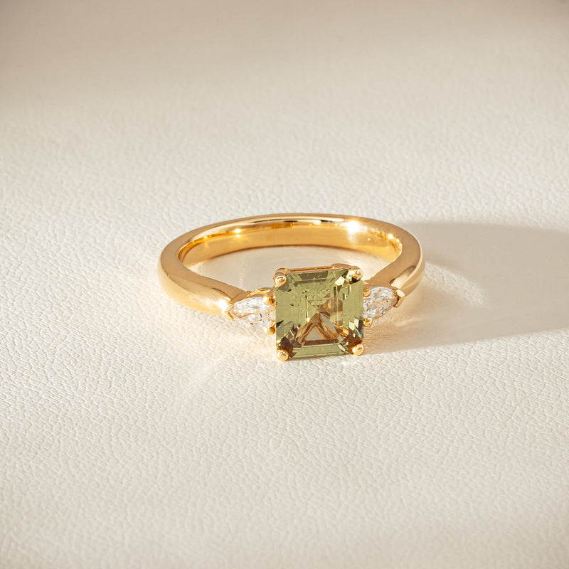 18ct Yellow Gold 1.56ct Green Sapphire & Diamond Ayla Ring - Ring - Walker & Hall
