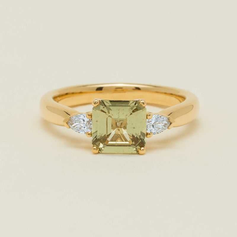 18ct Yellow Gold 1.56ct Green Sapphire & Diamond Ayla Ring - Ring - Walker & Hall