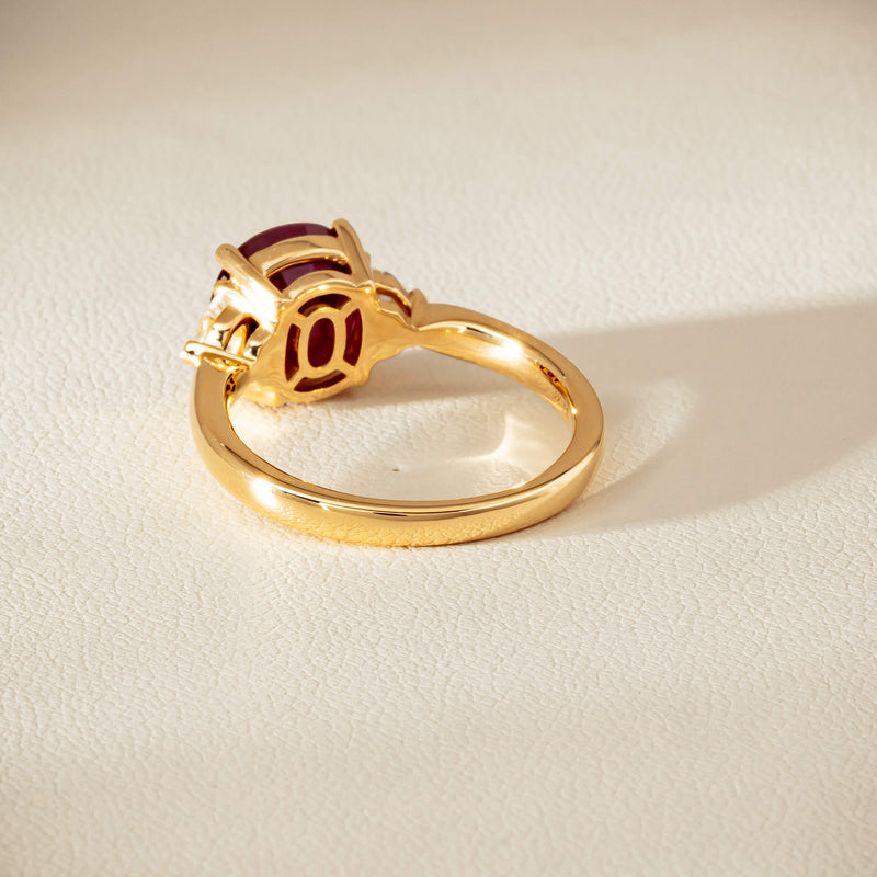 18ct Yellow Gold 3.39ct Ruby & Shield-Cut Diamond Ring - Ring - Walker & Hall