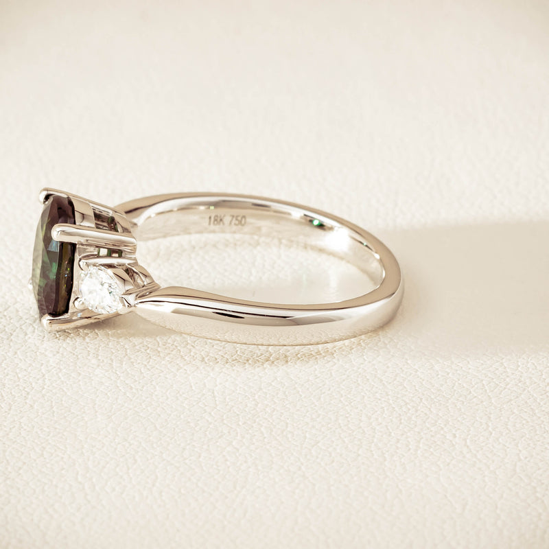 18ct White Gold 2.61ct Green Sapphire & Diamond Ayla Ring - Ring - Walker & Hall