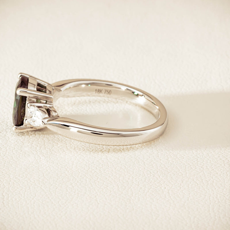 18ct White Gold 2.61ct Green Sapphire & Diamond Ayla Ring - Ring - Walker & Hall