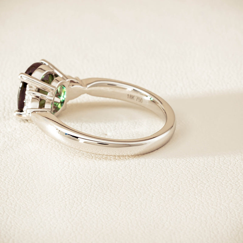 18ct White Gold 2.61ct Green Sapphire & Diamond Ayla Ring - Ring - Walker & Hall
