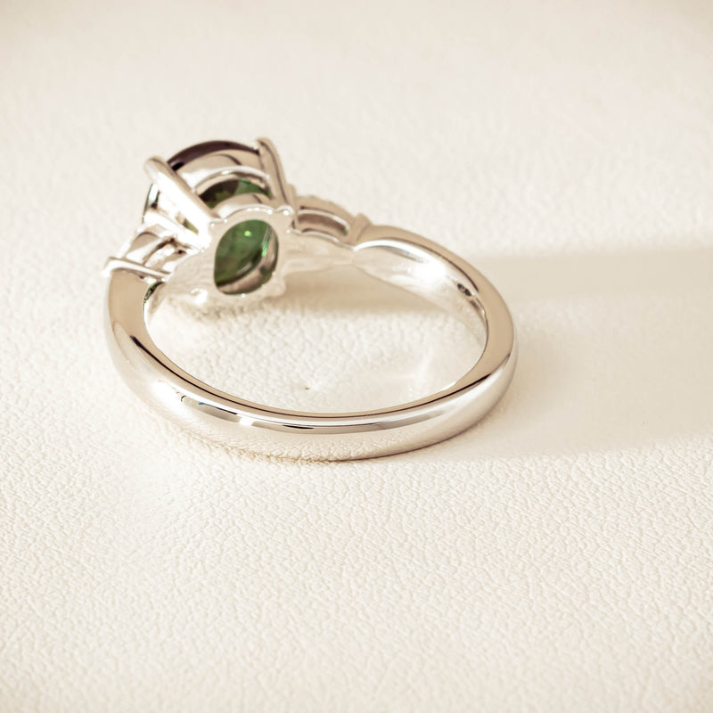 18ct White Gold 2.61ct Green Sapphire & Diamond Ayla Ring - Ring - Walker & Hall